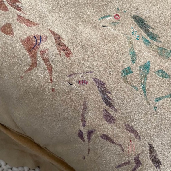 handmade hand painted Native America leather suede pillow indian pony horse OOAK - Picture 3 of 8